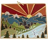 Totally Bamboo Colorado State Shaped Cutting Board and Charcuterie Serving Platter with Artwork by Summer Stokes, Includes Hang Tie for Wall Display 14-1/2