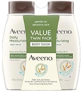 Aveeno Daily Moisturizing Body Wash for Dry & Sensitive Skin with Prebiotic Oat, Hydrating Body W...