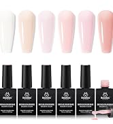 Beetles Rubber Base Builder Nail Gel - White Nude Pink Glitter French Tip Base Color Gel Polish S...