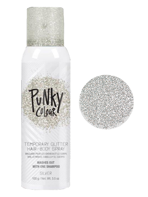 Punky Colour Temporary Hair and Body Glitter Color Spray - Silver, 3.5 oz