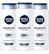 NIVEA MEN Sensitive Body Wash with Bamboo Extract, 3 Pack of 16.9 Fl Oz Bottles