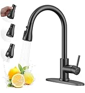 Arofa Matte Black Kitchen Faucet, Kitchen Sink Faucet with Pull Down Sprayer Single Handle Stainl...