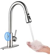 Arofa Touchless Kitchen Faucet with Pull Down Sprayer, Single Handle Smart Motion Sensor Kitchen ...