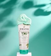 Jergens Eucalyptus Mint Body Butter bottle with towell