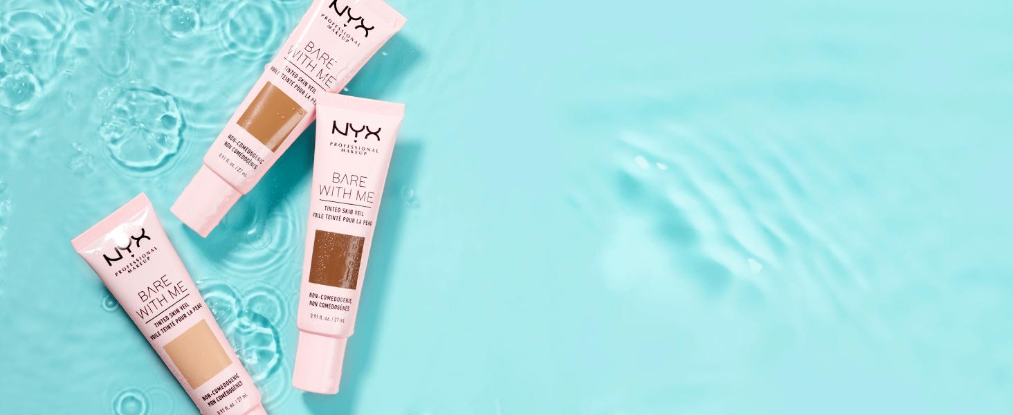 nyx bare with me no makeup makeup tinted skin veil hydrating jelly primer prime set refresh spray