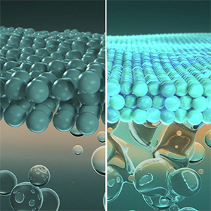Two images showing a skin layer before and after application.