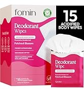 FOMIN Acidified Travel Deodorant Wipes For Women & Men - 15 Count - Patchouli Blossom - pH Balanc...