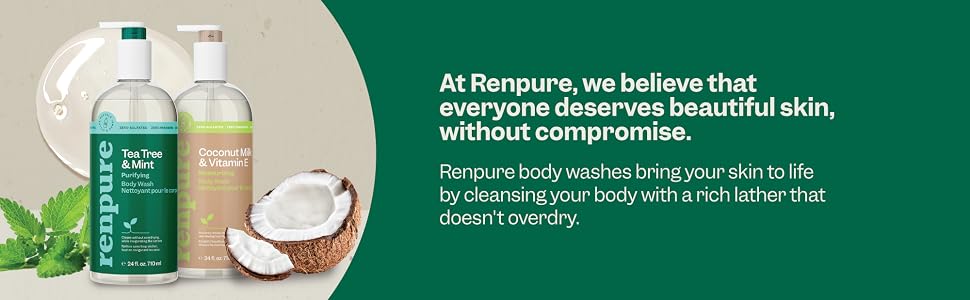 Renpure body washes bring your skin to life by cleansing your body without overdrying