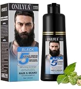 Men's Black Beard and Hair Dye Shampoo 3 in 1 - Long-Lasting Herbal Coloring for Gray Hair, Musta...