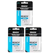 REACH Waxed Dental Floss, Unflavored, 2X More Value, Plaque Remover for Teeth, Shred Resistant, F...