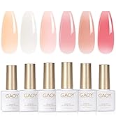 GAOY Milky White Jelly Nude Gel Nail Polish Set, 6 Transparent Colors Sheer Pink Orange Soak Off ...