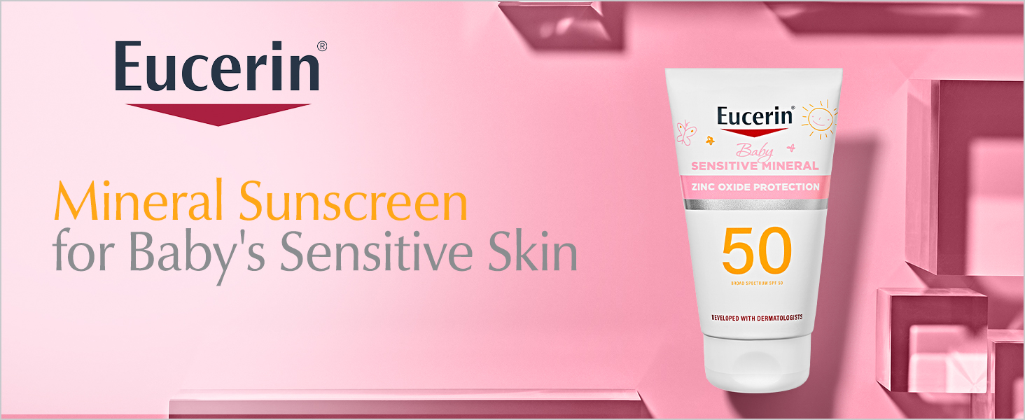 Eucerin Sun Sensitive Baby Mineral SPF 50 Lotion is Mineral Sunscreen for Baby's Sensitive Skin
