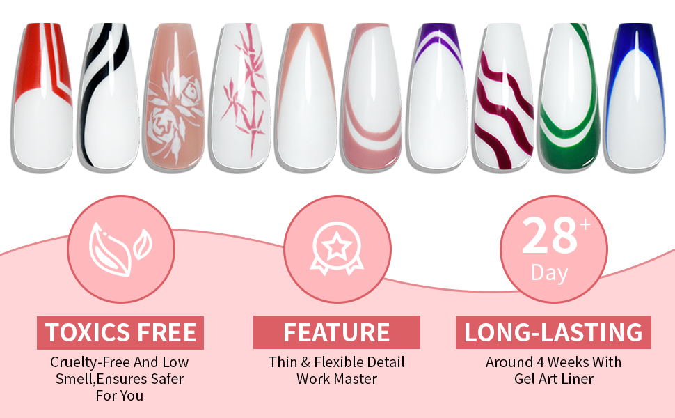 10 colors nail art liner