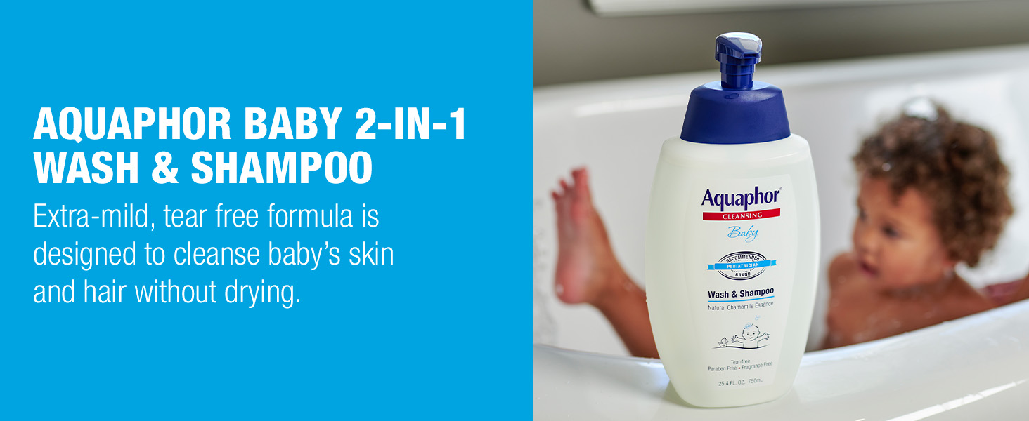 2-in-1 Wash & Shampoo: Extra-mild tear free formula cleanses baby's skin & hair without drying