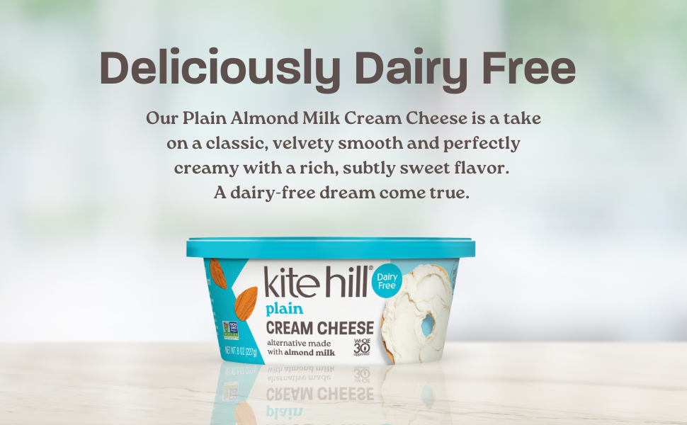 Creamy and Dreamy! Dairy Free Almond Milk Plain Cream Cheese Spread, Velvety smooth