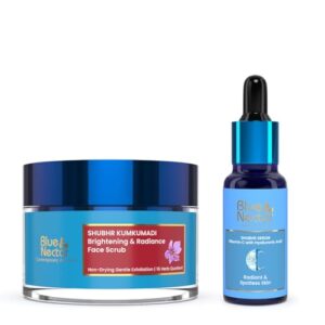 Blue Nectar Kumkumadi Scrub and Vitamin C Face Serum 30ml for Radiant Skin Glow