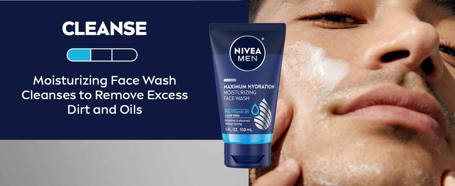 Cleanse: Moisturizing face wash cleanses to remove excess dirt and oils