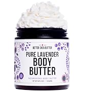 Whipped Body Butter | Pure Lavender Scent | Body Moisturizer for Women | With Raw Shea Butter for...