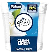 Glade 1-Wick Scented Candle Jar, Clean Linen, Air Freshener Infused with Essential Oils, 4.08 Oz