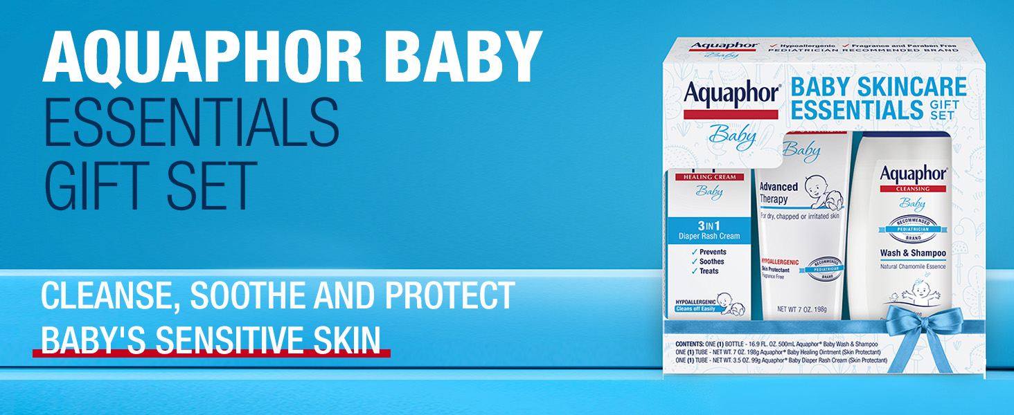 Aquaphor Baby Essentials Gift Set: Cleanse, Soothe and Protect Baby's Sensitive Skin