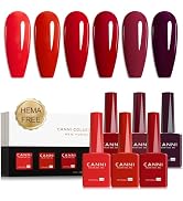 CANNI Red Gel Nail Polish Set - 6 Colors Bloody Mary 9ML Collection Popular Dark Red Burgundy Gel...