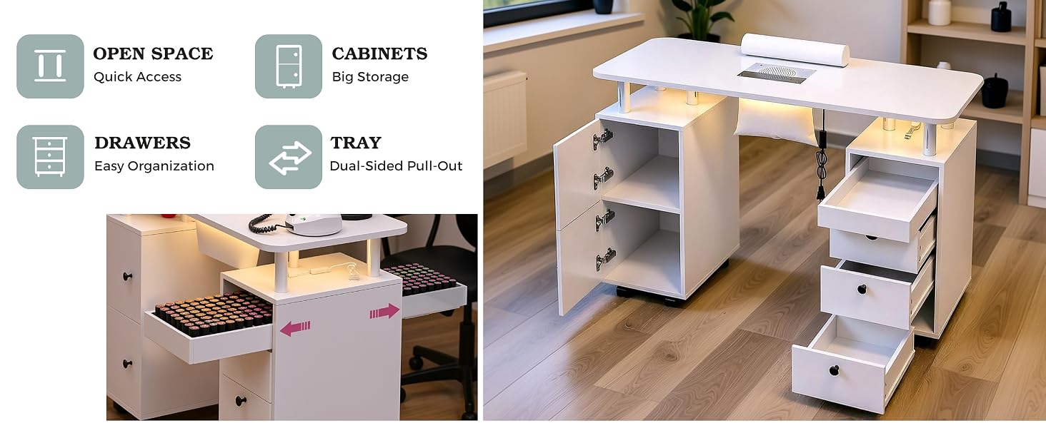 mesa de uñas profesional, manicure table with dust collector, mesa para manicura