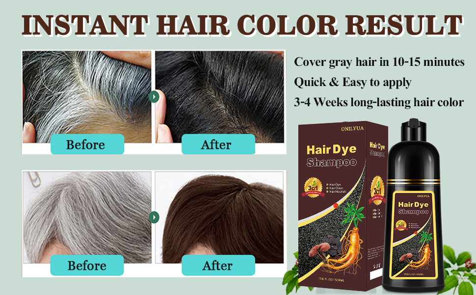 dark brown hair dye shampoo 3 in 1