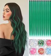 Colored Hair Extensions, 22 Inch Straight Clip in Hair Extension Body Face Hair Glitter Multi Col...