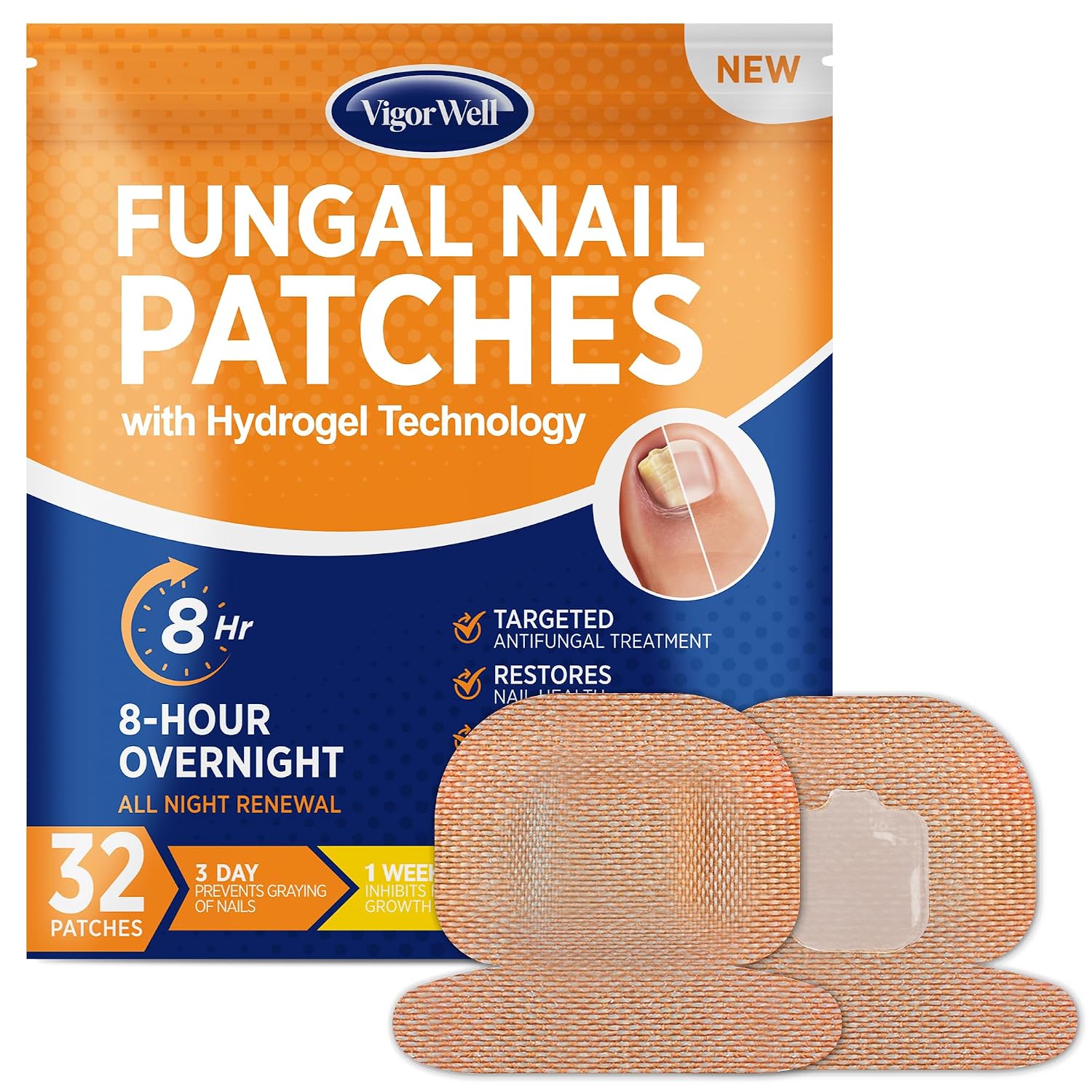Extra Strength Toenail Fungus Treatment Patches 20 Waterproof Nighttime Repair Hydrogel