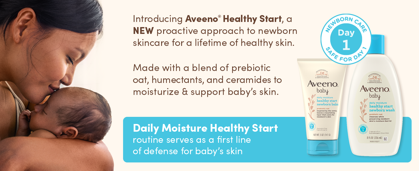 Healthy Start Newborn Balm & Body Wash for healthy skin with prebiotic oat moisturizes baby's skin