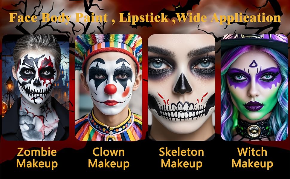 catrina wednesday addams morticia pennywise mime waterproof long lasting face paint sticks