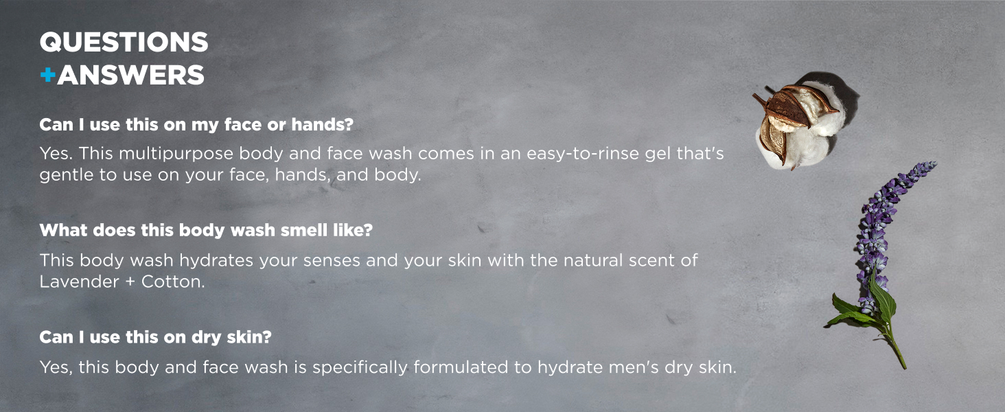 Q&A section on gray stone with cotton & lavender sprigs.