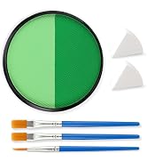Green Face & Body Paint Dark/ Light Green 3 Brushes 2pc Sponge 1.06 OZ Water Activated for Ha...