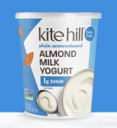 Kite Hill Plain Unsweetened Almond Milk Yogurt, 32 Ounces, Dairy Free, Live and Active Cultures, ...