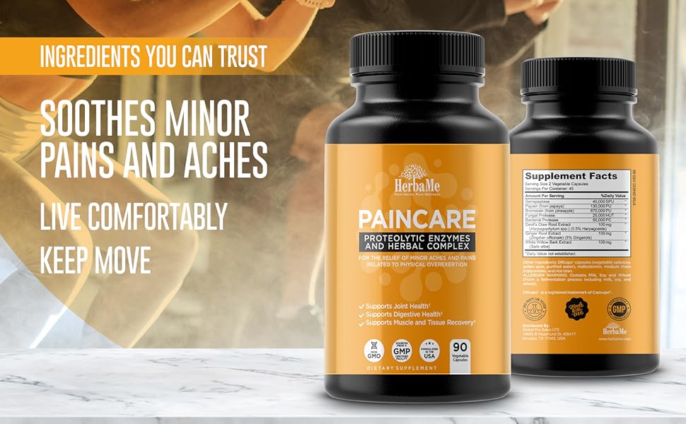 Proteolytic Enzymes Natural Joint Support Muscle & Tissue Recovery Promotes Digestive Health 