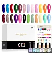 CANNI CC1 30Pcs 9ML Gel Nail Polish Set, Black Hot Pink Green Yellow Purple Blue Gel Polish Kit S...