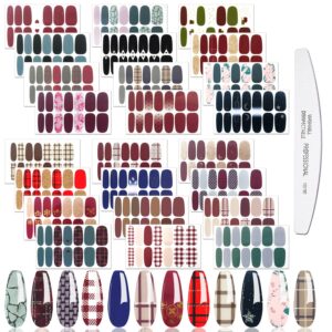 JERCLITY 24 Sheets Self-Adhesive Nail Wraps 12 Marbling 12 Solid Gradient with Nail File Color-04
