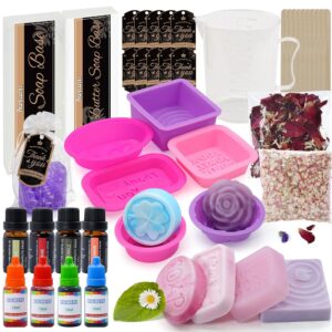MuseLuxe Adult & Kids Beginner Soap Making Kit with Melt and Pour Base and 6 Molds