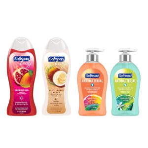 Softsoap 4-Piece Body Wash and Antibacterial Hand Soap Set Pomegranate Mango Coconut Butter
