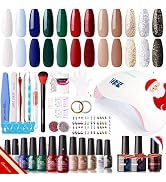 Gellen Gel Nail Polish Kit with U V Light Nail Dryer 72W, 12 Colors Christmas Gel Nail Kit, Profe...
