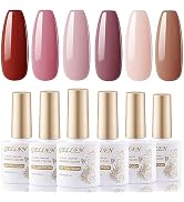 Gellen Gel Nail Polish Set 6 Colors Pink Nude Gel Polish Starter Kit Barely Pink Warm Neutral Pea...