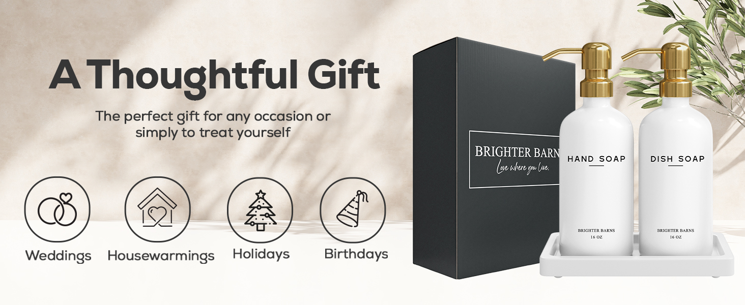 Thoughtful Gift - Luxury Soap Dispenser set Gold, Holidays Christmas Housewarming