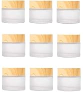 Healthcom 10 Pack 10 Grams/10 ML Empty Jars Round Frosted Glass Cosmetic Cream Jar Bottle with Wo...