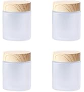 Healthcom 4 Packs 3.3 Oz Empty Glass Jars 100ml Round Frosted Glass Cosmetic Cream Jar Bottles wi...