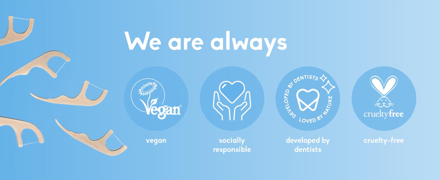 The Humble Co. toothpick floss picks are vegan, socially responsible, and cruelty-free.