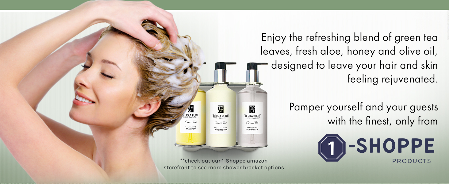 Terra Pure Green Tea Pumps & Gallons Hospitality Set Shampoo Conditioner Body Wash