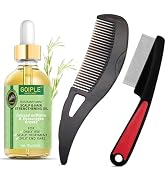 Rosemary Oil for Hair Growth & Dandruff Comb, Stainless Steel Fine Tooth Comb, Natural Scalp Oil ...