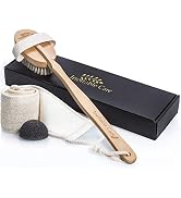 Loofah Back Scrubber & Body Brush for Dry Skin Brushing with 100% Natural Boar Bristles and Long ...