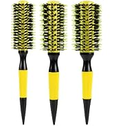 Healthcom 3 in 1 Round Thermal Brush Comb Ceramic & Ionic Bristles Round Barrel Hair Brush Set Pr...