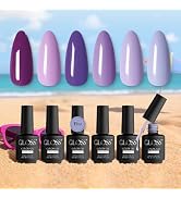 GLOSS Purple Gel Nail Polish Set | 6 Pcs HEMA Free Gel Polish with Purple, Blue, Violet, Dark Blu...